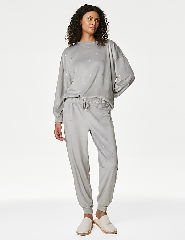 Flexifit&trade; Velour Foil Polka Dot Lounge Sweatshirt - EE