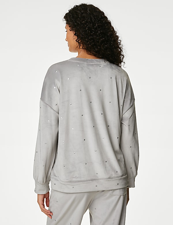 Flexifit&trade; Velour Foil Polka Dot Lounge Sweatshirt - EE