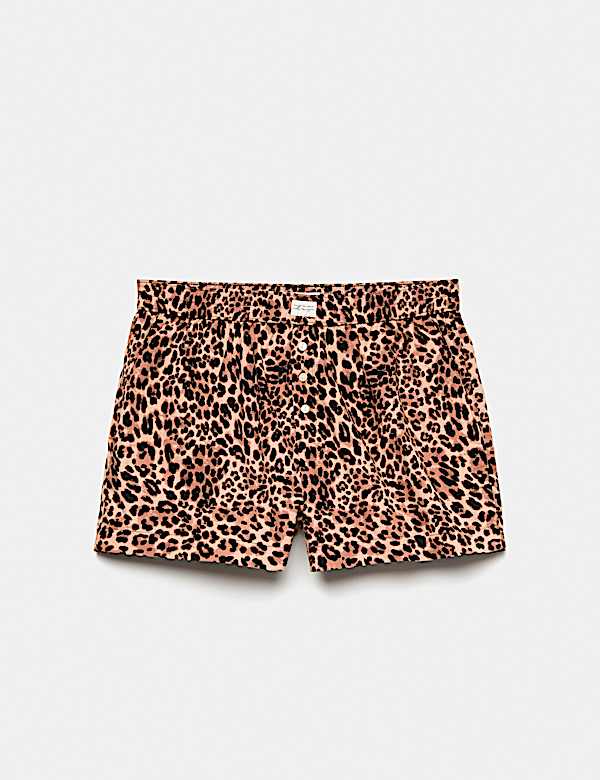 Pure Cotton Animal Print Pyjama Shorts - HU