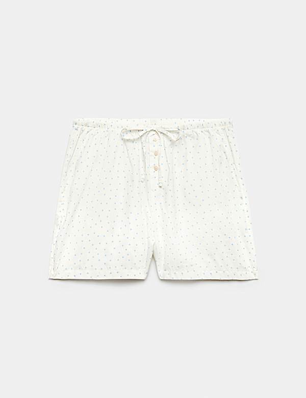 Pure Cotton Poplin Spot Print Pyjama Shorts - RS