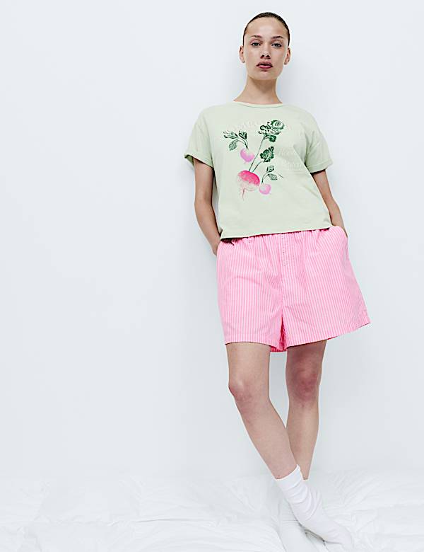 Pure Cotton Striped Pyjama Shorts