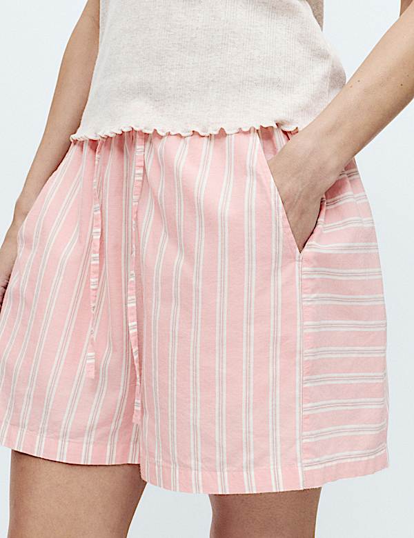 Pure Cotton Cambric Striped Pyjama Shorts