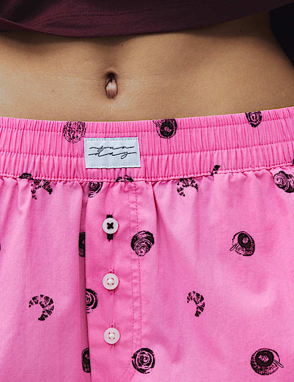 Pure Cotton Poplin Striped Pyjama Shorts - null