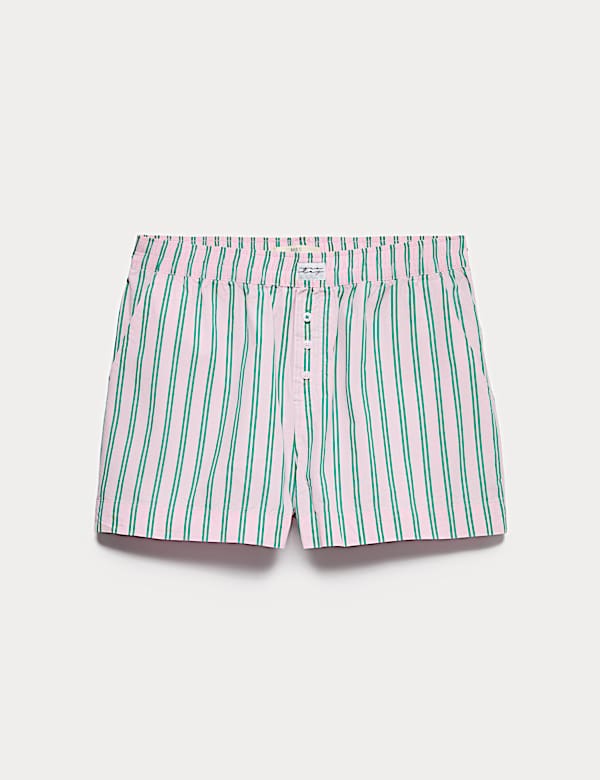 Pure Cotton Poplin Striped Pyjama Shorts - CA