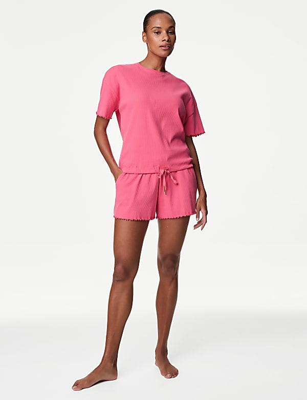 Cotton Rich Ribbed Drawstring Lounge Top