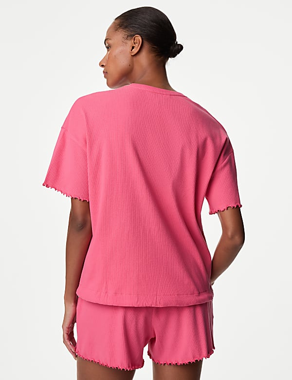 Cotton Rich Ribbed Drawstring Lounge Top