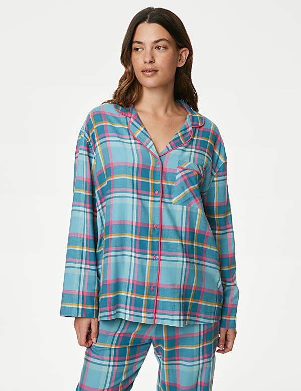 Cotton Blend Checked Pyjama Top - IT