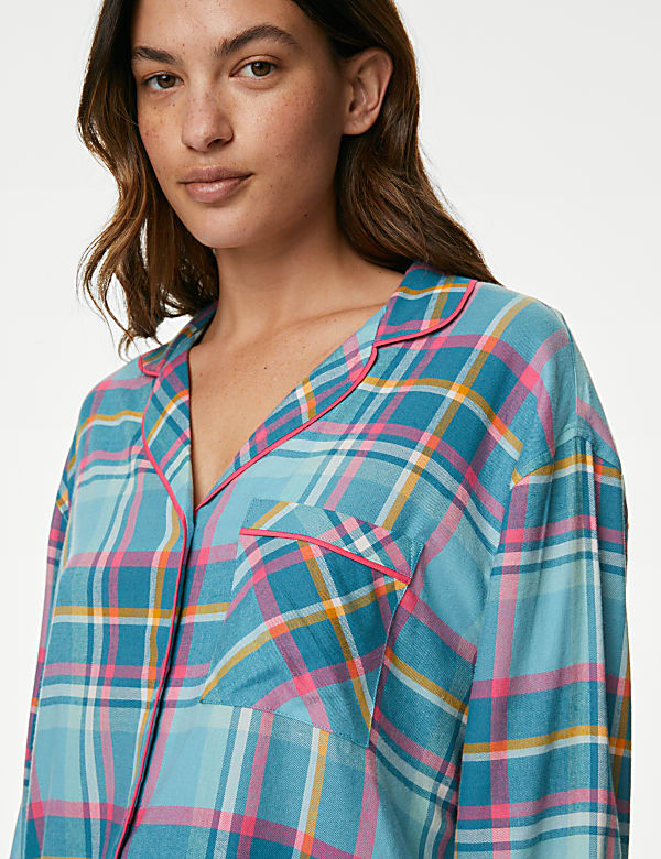 Cotton Blend Checked Pyjama Top