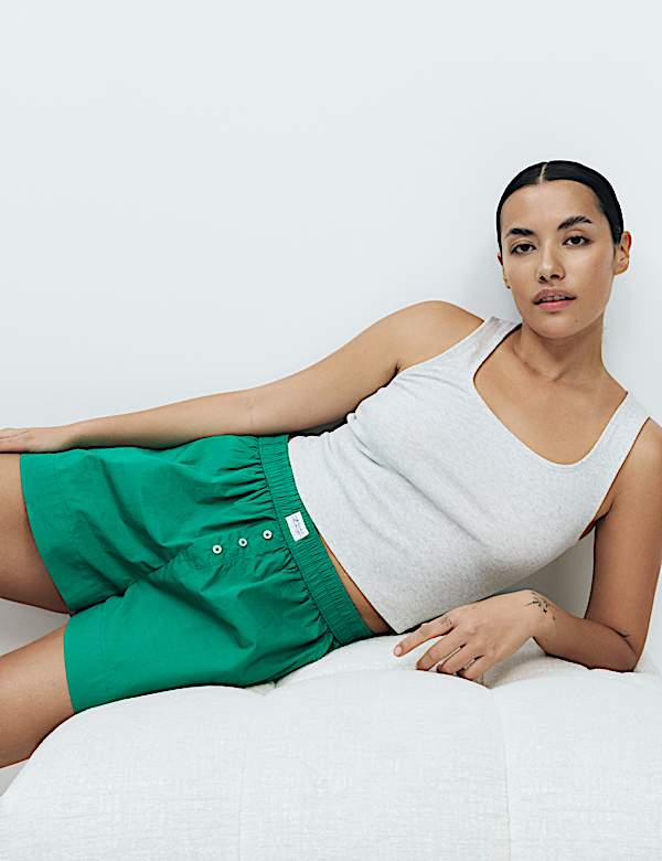 Pure Cotton Poplin Pyjama Shorts - RO