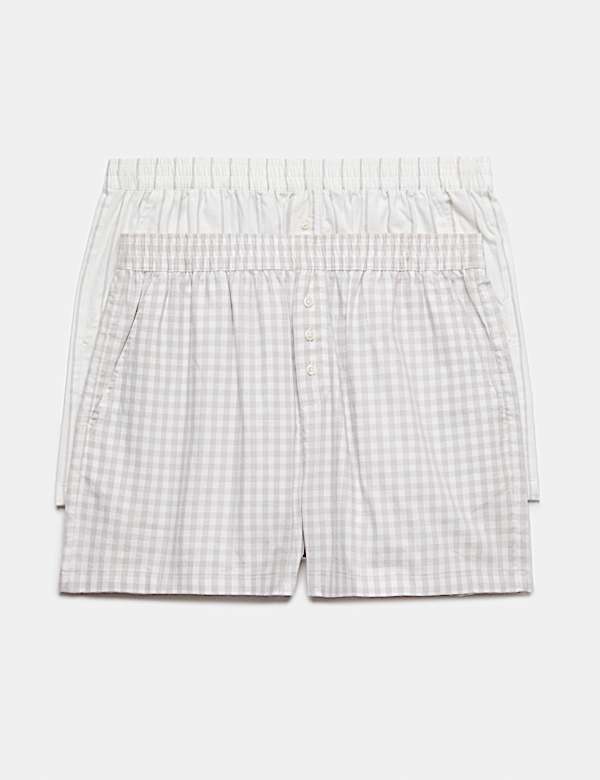2 Pack Pure Cotton Striped Pyjama Shorts
