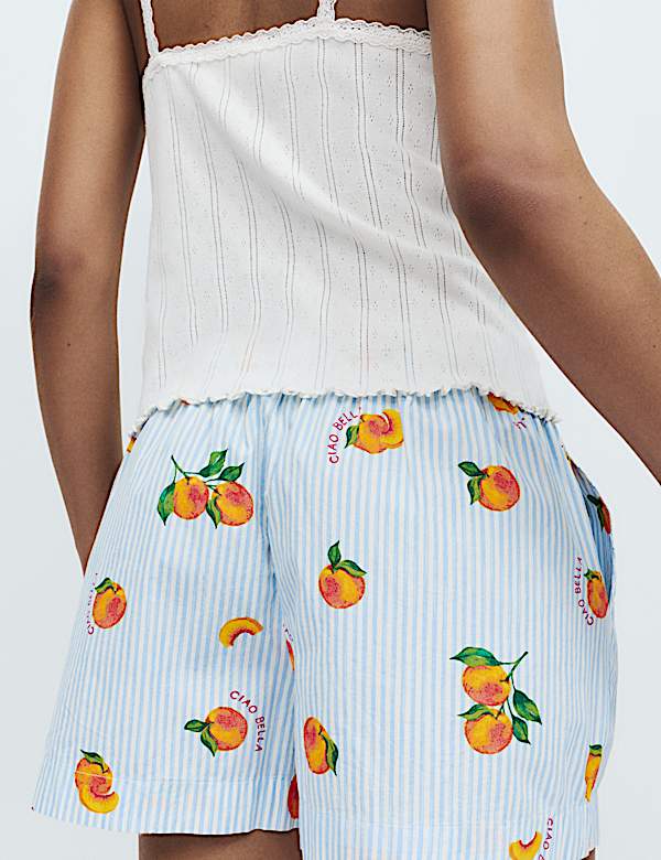 Short de pyjama en popeline 100 % coton imprim&eacute;e - CH