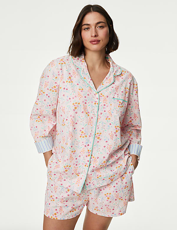 Cool Comfort Pure Cotton Floral Pyjama Top PINK MIX Pyjamas M S CA