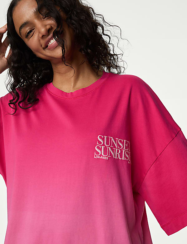 Pure Cotton Oversized Nightdress BRIGHT MAUVE Nightdresses M S DK