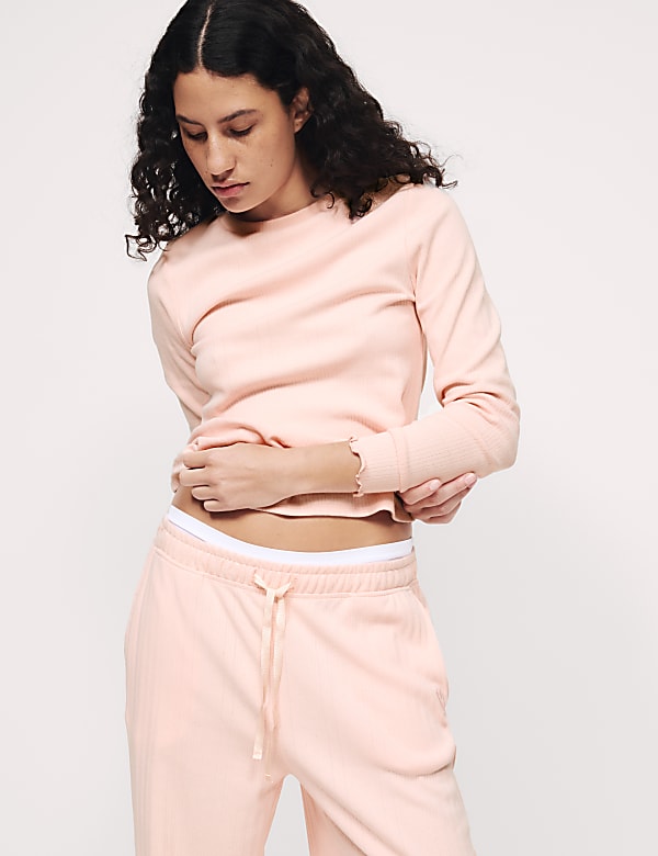 Cotton Rich Rib Pointelle Lounge Top