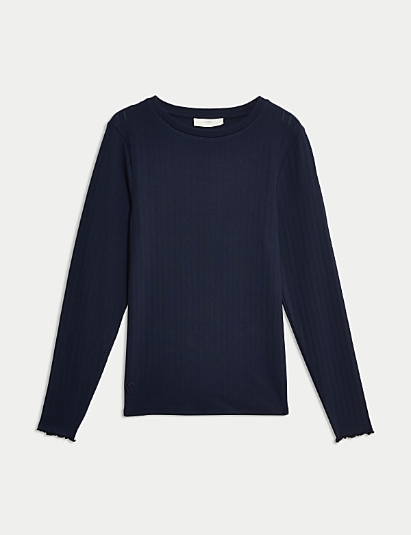 Top coupe confortable en coton en pointelle &agrave; motif c&ocirc;tel&eacute; - LU