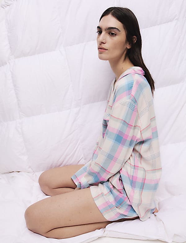 Cotton Blend Checked Pyjama Top - IT
