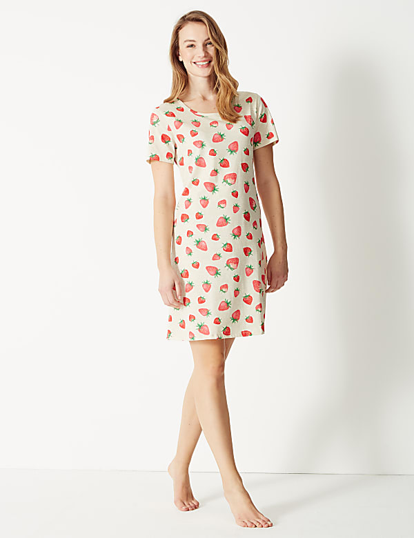 Pure Cotton Strawberry Short Nightdress