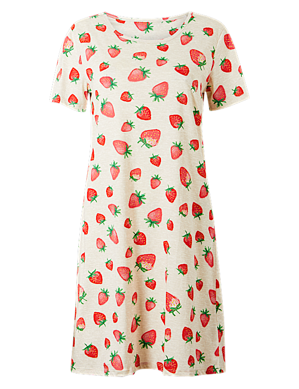 Pure Cotton Strawberry Short Nightdress