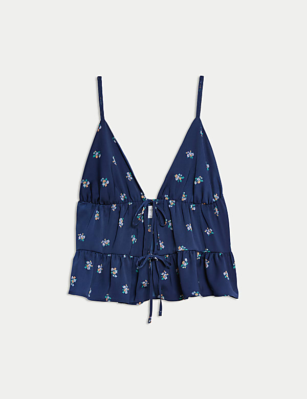 Dream Satin™ Floral Tie Front Cami Top - CY