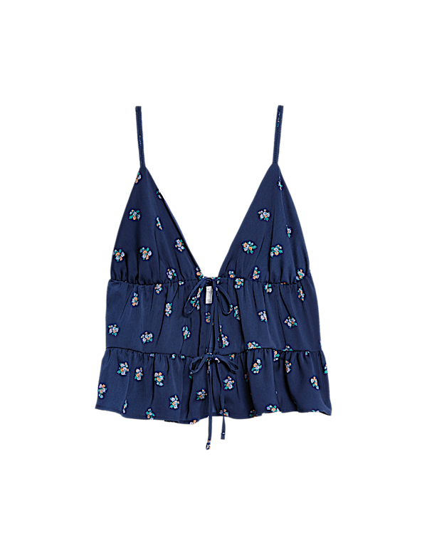 Dream Satin™ Floral Tie Front Cami Top