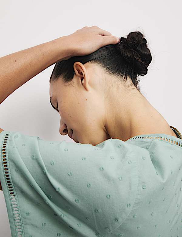 Pure Cotton Dobby Tie Front Pyjama Top - IT