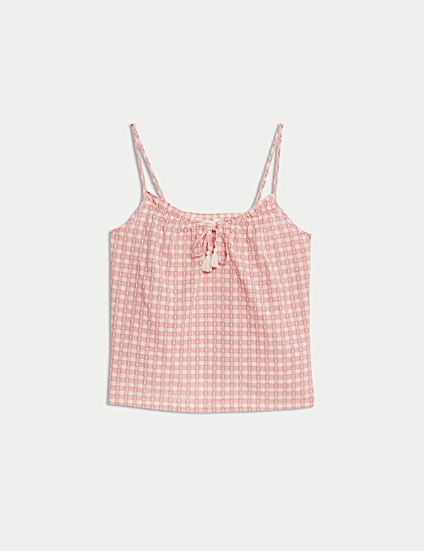 Pure Cotton Gingham Cami Pyjama Top - GR