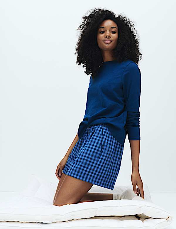 מארז 2 חולצות פיג'מה עם שרוול ארוך באריגת סלאב מכותנה טהורה - IL