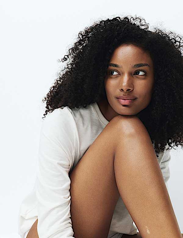 2pk Pure Cotton Slub Long Sleeve Pyjama Tops