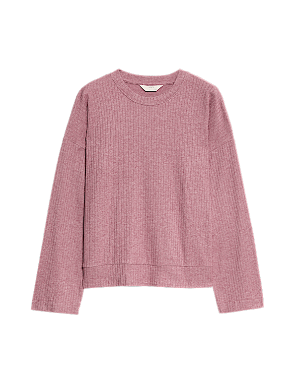 Ribbed Crew Neck Long Sleeve Pyjama Top