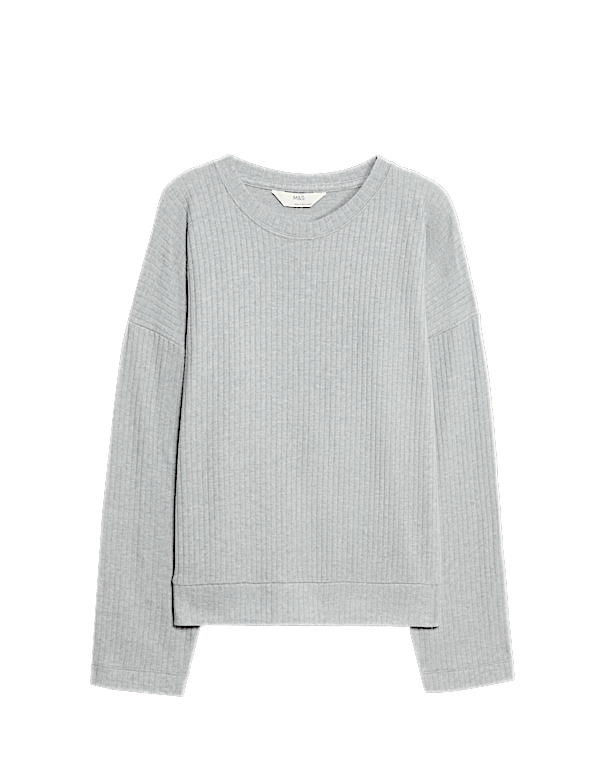 Ribbed Crew Neck Long Sleeve Pyjama Top