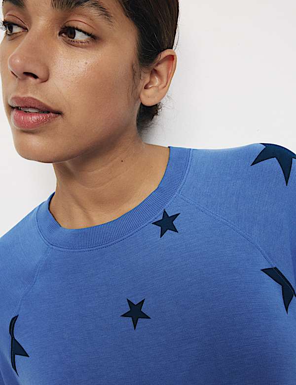 Star Print Crew Neck Long Sleeve Pyjama Top