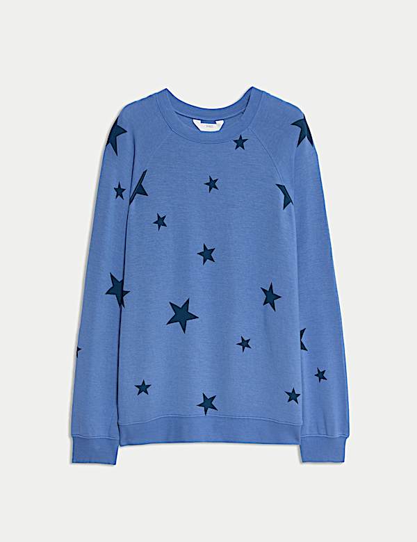 Star Print Crew Neck Long Sleeve Pyjama Top
