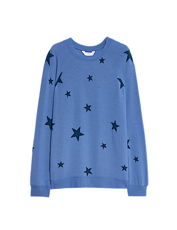Star Print Crew Neck Long Sleeve Pyjama Top