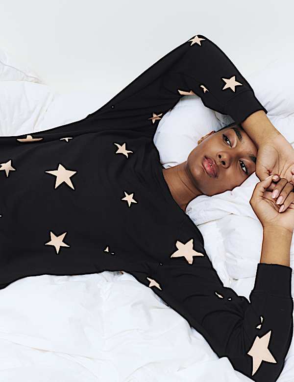 Star Print Crew Neck Long Sleeve Pyjama Top - US