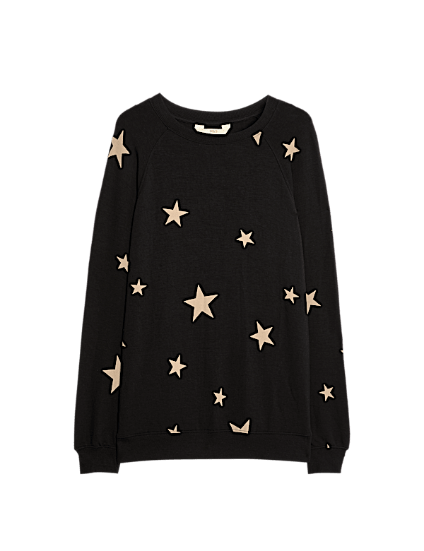 Star Print Crew Neck Long Sleeve Pyjama Top