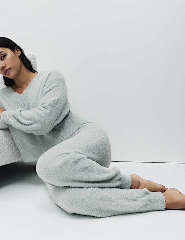 Feather Knit V-Neck Pyjama Top - HR