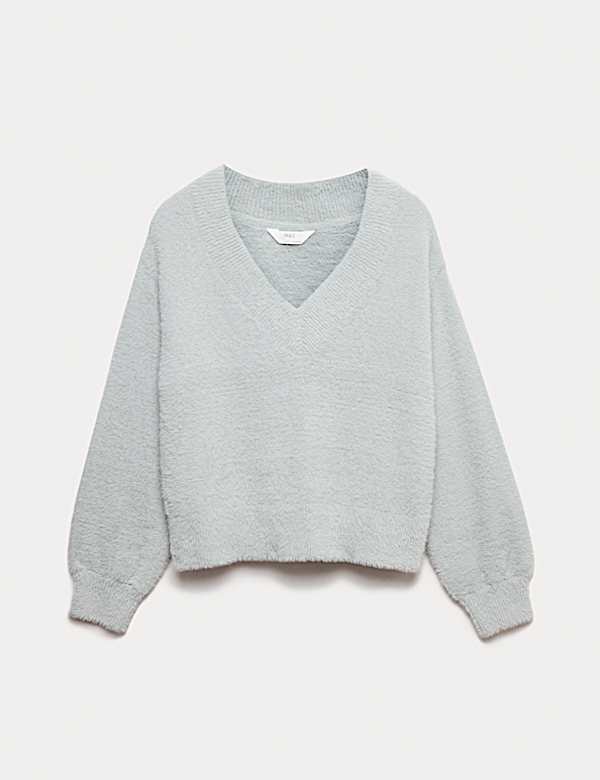 Feather Knit V-Neck Pyjama Top - HR