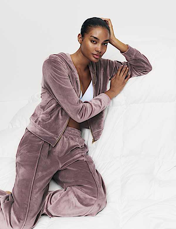 Velour Zip Lounge Hoodie - BG