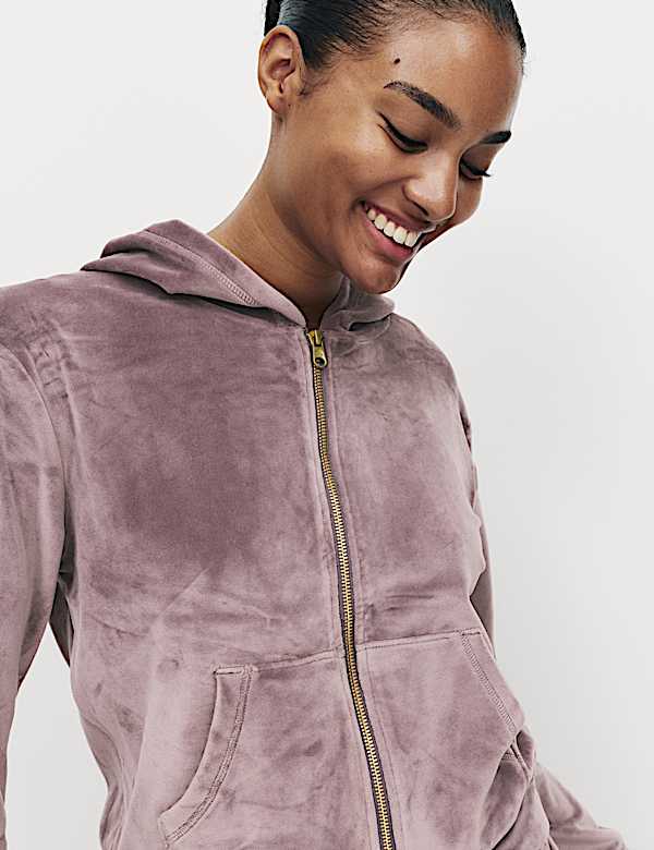 Velour Zip Lounge Hoodie - BG