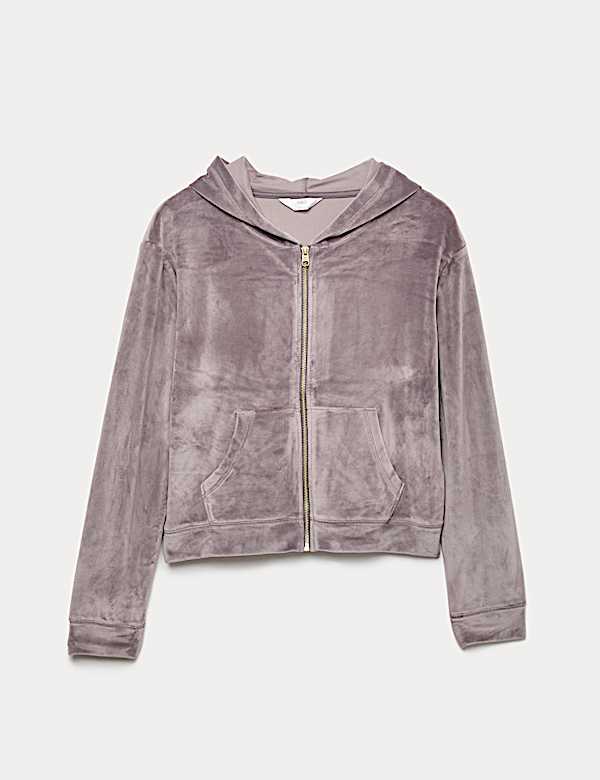 Velour Zip Lounge Hoodie - BG