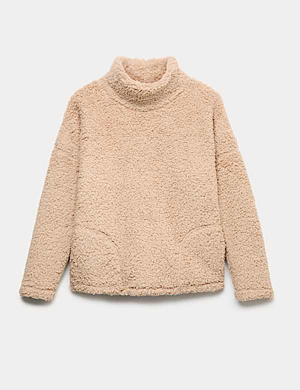 Sweatshirt aus Teddy-Borg mit Trichterkragen  - AT