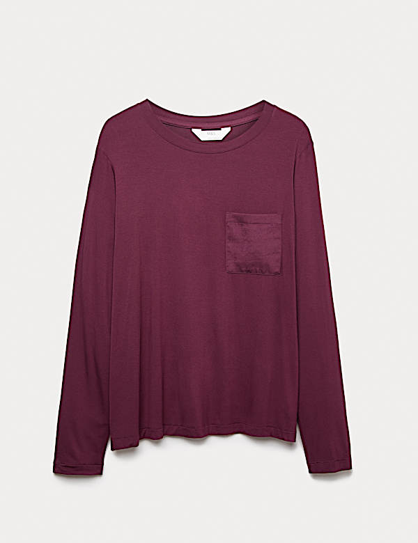 Satin Trim Long Sleeve Pyjama Top - ES