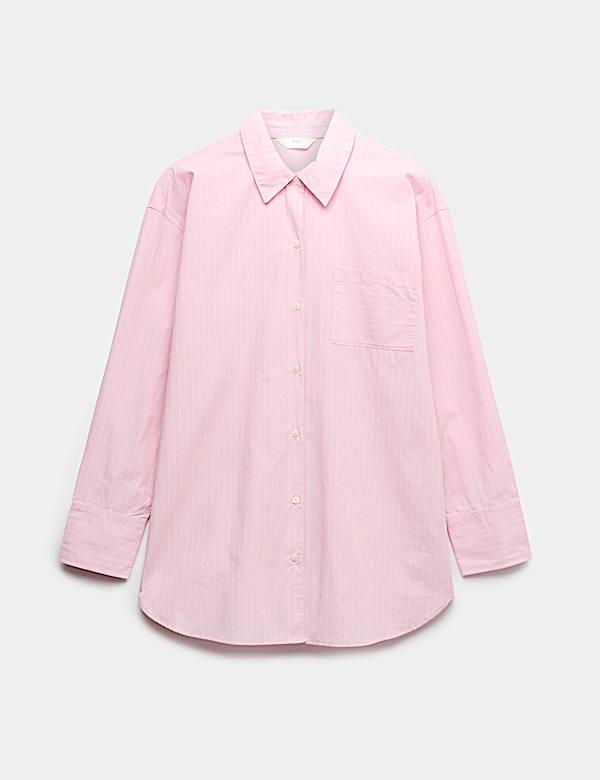 Pure Cotton Poplin Striped Pyjama Shirt - SK