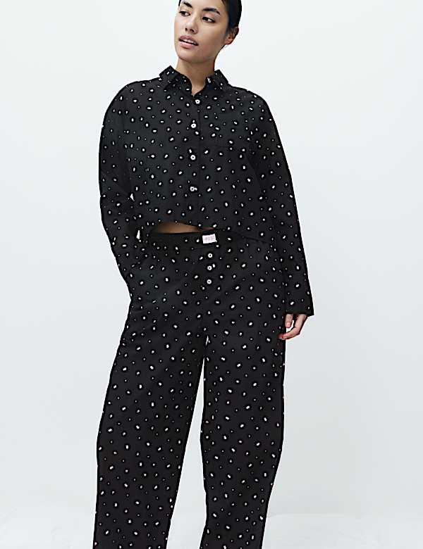 Pure Cotton Floral Cropped Lounge Shirt