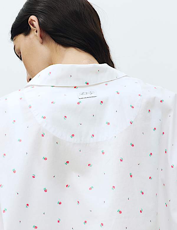 Pure Cotton Floral Cropped Lounge Shirt - CA