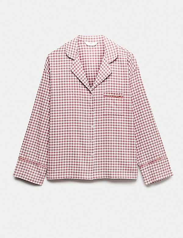 Flannel Gingham Revere Pyjama Top - IS