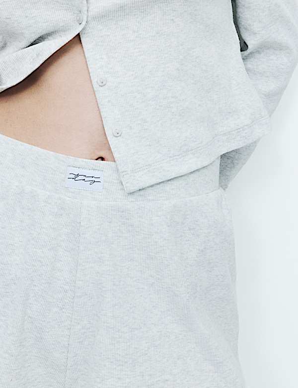Cotton Rich Ribbed Button Down Pyjama Top - ID