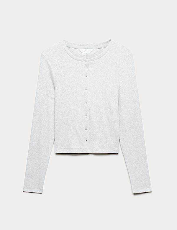 Cotton Rich Ribbed Button Down Pyjama Top - ID