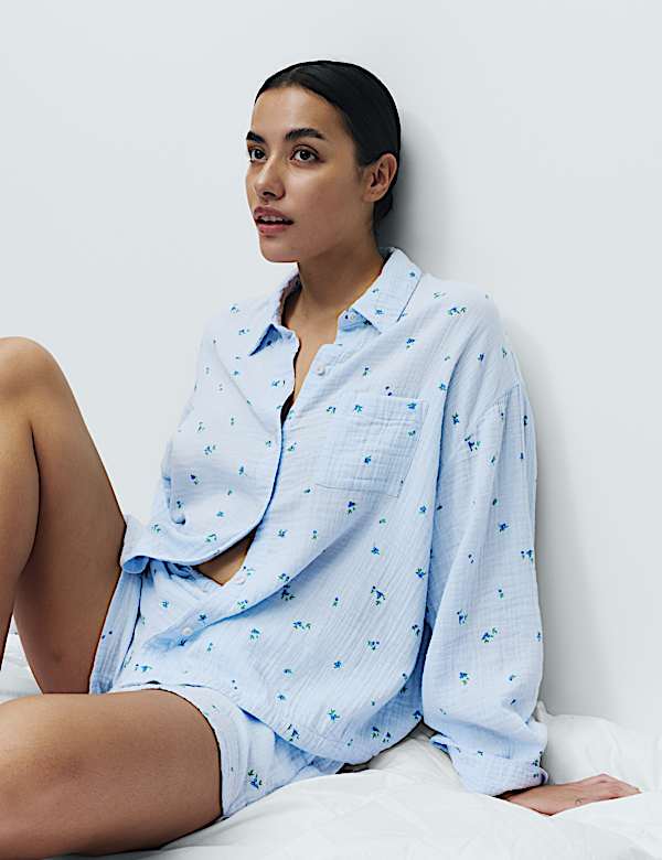 Pure Cotton Muslin Printed Pyjama Top - IL