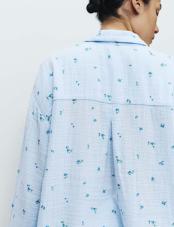 Pure Cotton Muslin Printed Pyjama Top - IL